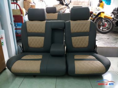 Bọc ghế da xe ISUZU hilander 2007 bọc áo ghế giả da phối kem xám