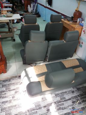 Bọc ghế da xe ISUZU hilander 2007 bọc áo ghế giả da phối kem xám